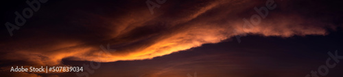 Panorama Huge Natural sky background - Panoramic Sunrise Sundown Sunset Sky with colorful clouds,without any birds. Big size sky panoramic view.