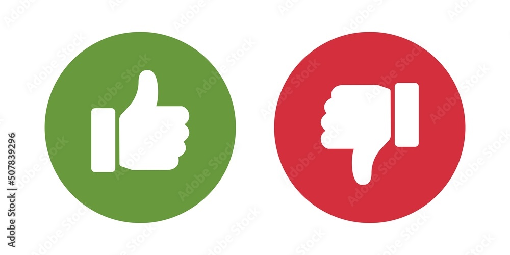 Thumbs up and thumbs down. Social media concept. Like and dislike. Vector illustration. - obrazy, fototapety, plakaty 