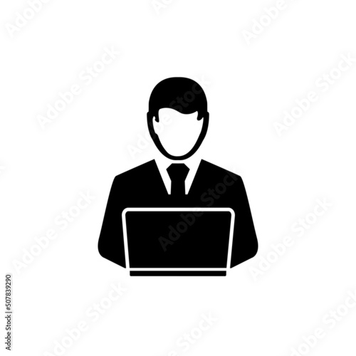 Man computer related icon on for graphic and web design. Creative illustration concept for web or mobile app. Vector illustration.