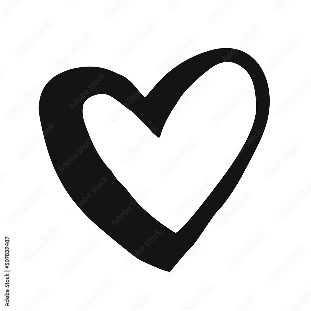 Heart hand drawn with ink brush isolated on white background Heart hand drawn with ink brush isolated on white background
