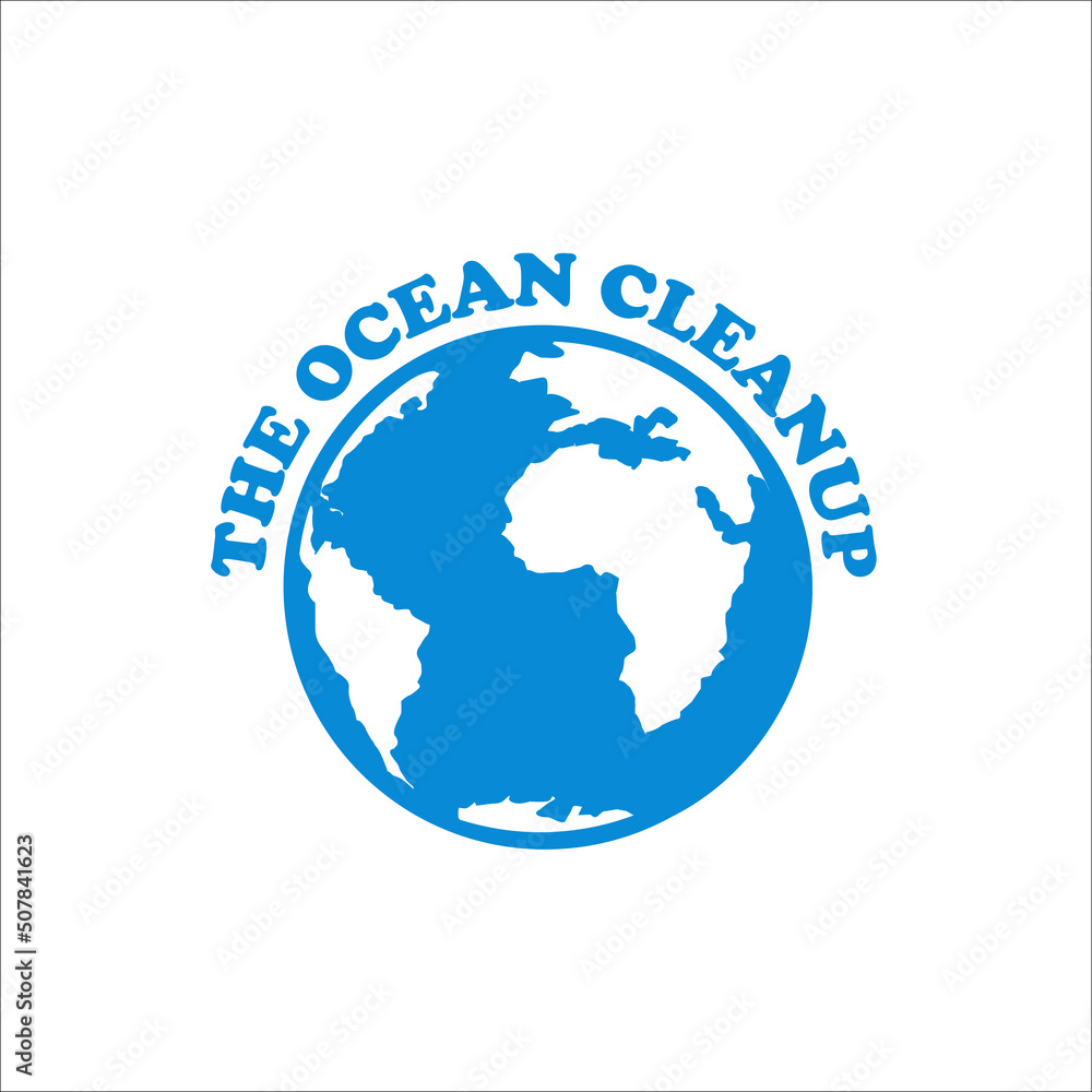 The ocean cleanup logo. World ocean day June 8. Earth day