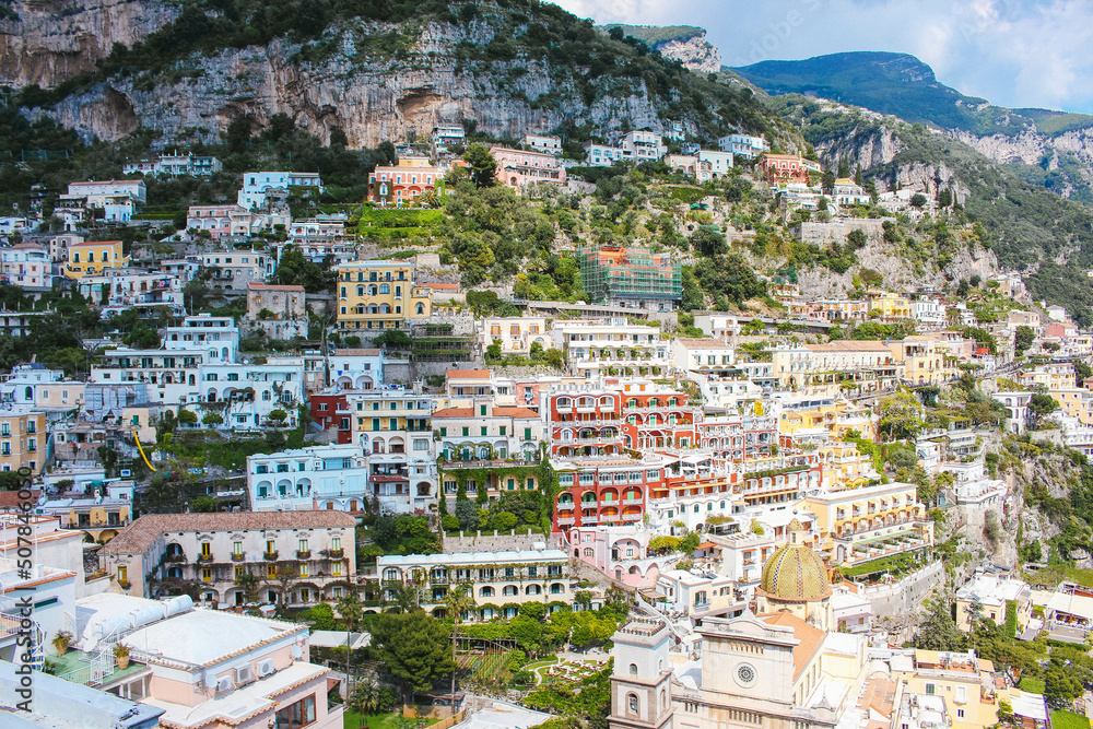 Positano city amalfi coast beautiful landscape view 