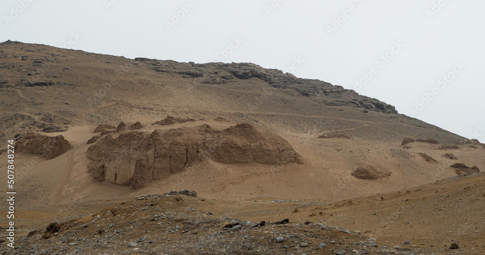 giant Ancient ruins in El Huarco Cerro Azul - Lima, Peru