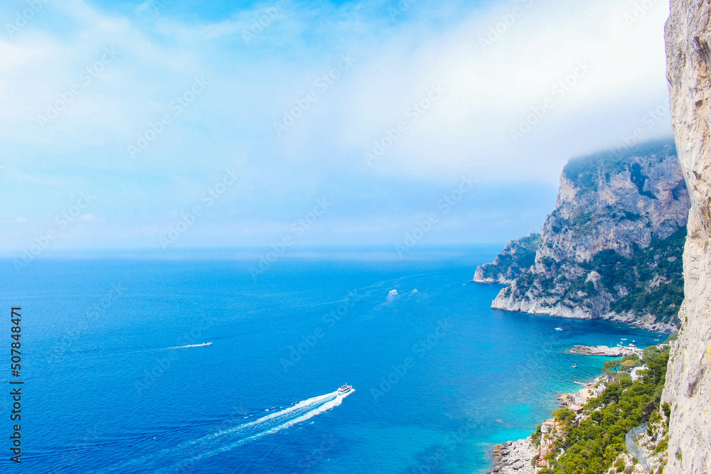 Sea landscape beautiful view from Capri island 