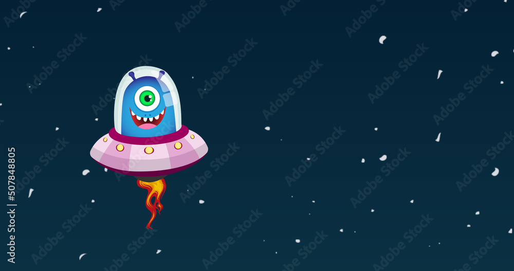 Naklejka premium Image of ufo over night sky