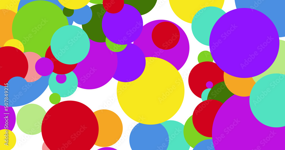 Image of vivid colorful dots covering white background