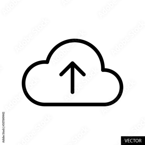Upload to cloud, Drag and drop to upload, Online backup concept vector icon in line style design for website design, app, UI, isolated on white background. Editable stroke. Vector illustration.