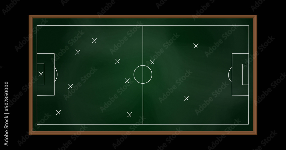 Fototapeta premium Image of football game plan on blackboard