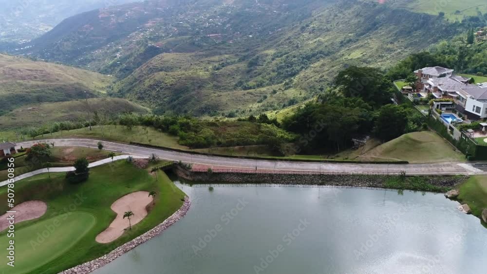truck in shot of a golf camp located in ruitoque condo in bucaramanga colombia truck in shot of a golf camp located in ruitoque condo in bucaramanga colombia