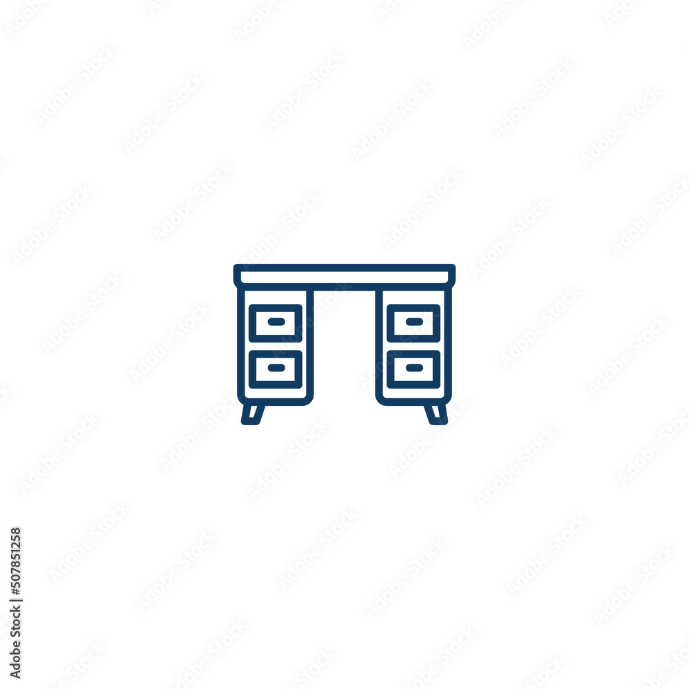 Desk Table Furniture line icon. linear style sign for mobile concept and web design. Desk Table Furniture outline vector icon. Symbol, logo illustration. Vector graphic Desk Table Furniture line icon. linear style sign for mobile concept and web design. Desk Table Furniture outline vector icon. Symbol, logo illustration. Vector graphic