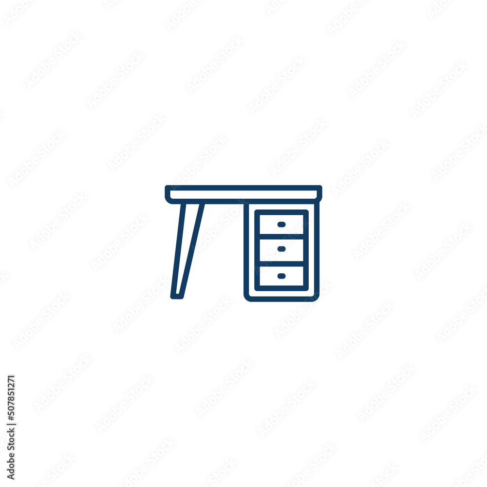 Desk Table Furniture line icon. linear style sign for mobile concept and web design. Desk Table Furniture outline vector icon. Symbol, logo illustration. Vector graphic Desk Table Furniture line icon. linear style sign for mobile concept and web design. Desk Table Furniture outline vector icon. Symbol, logo illustration. Vector graphic
