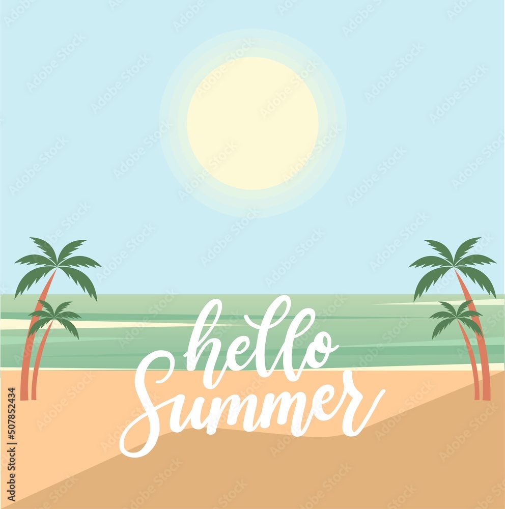 Summer card with palm trees