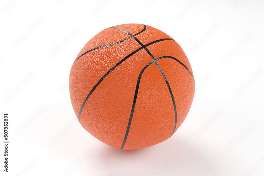Red basketball isolated on white background, 3d rendering