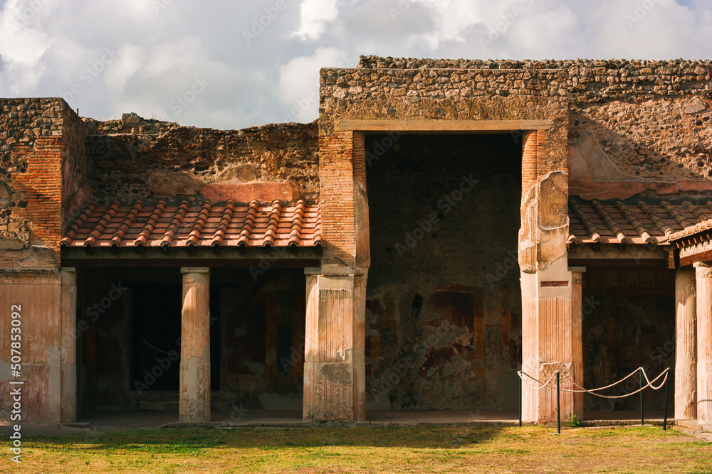 View of ancient ruins in Pompeii View of ancient ruins in Pompeii