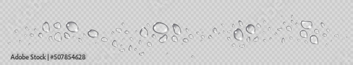 Water drop condensation set. Vector realistic clean transparent refreshing drops background for cold beverage design