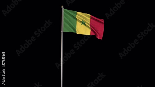 Senegal flag, 4k video background is transparent