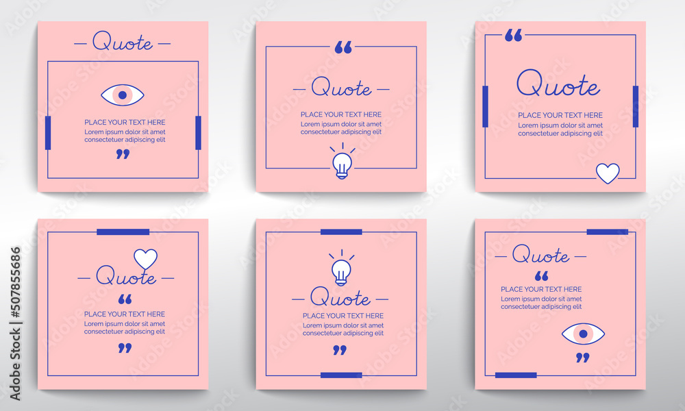 Quote bubbles, Luxury quote frames templates set. Text in brackets, citation empty speech bubbles, Content for Social media, Vector illustration EPS.10