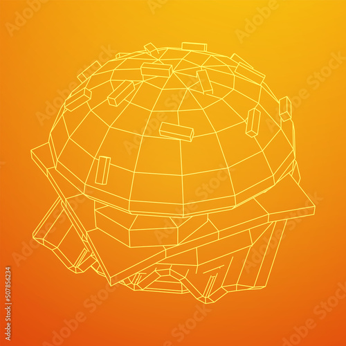 Hamburger or cheeseburger wireframe low poly mesh