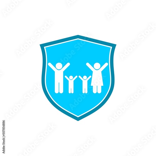 Safeguard family care protection shield icon isolated on white background