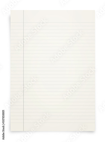 White paper with grid line pattern isolated on white background.