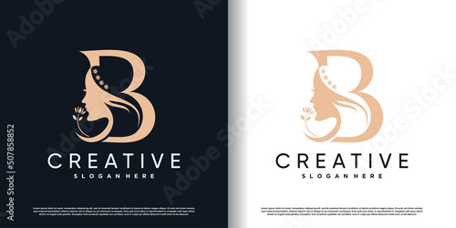 Beauty logo desain with initial letter b and creative concept Premium Vector
