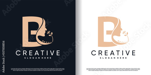 Beauty logo desain with initial letter b and creative concept Premium Vector