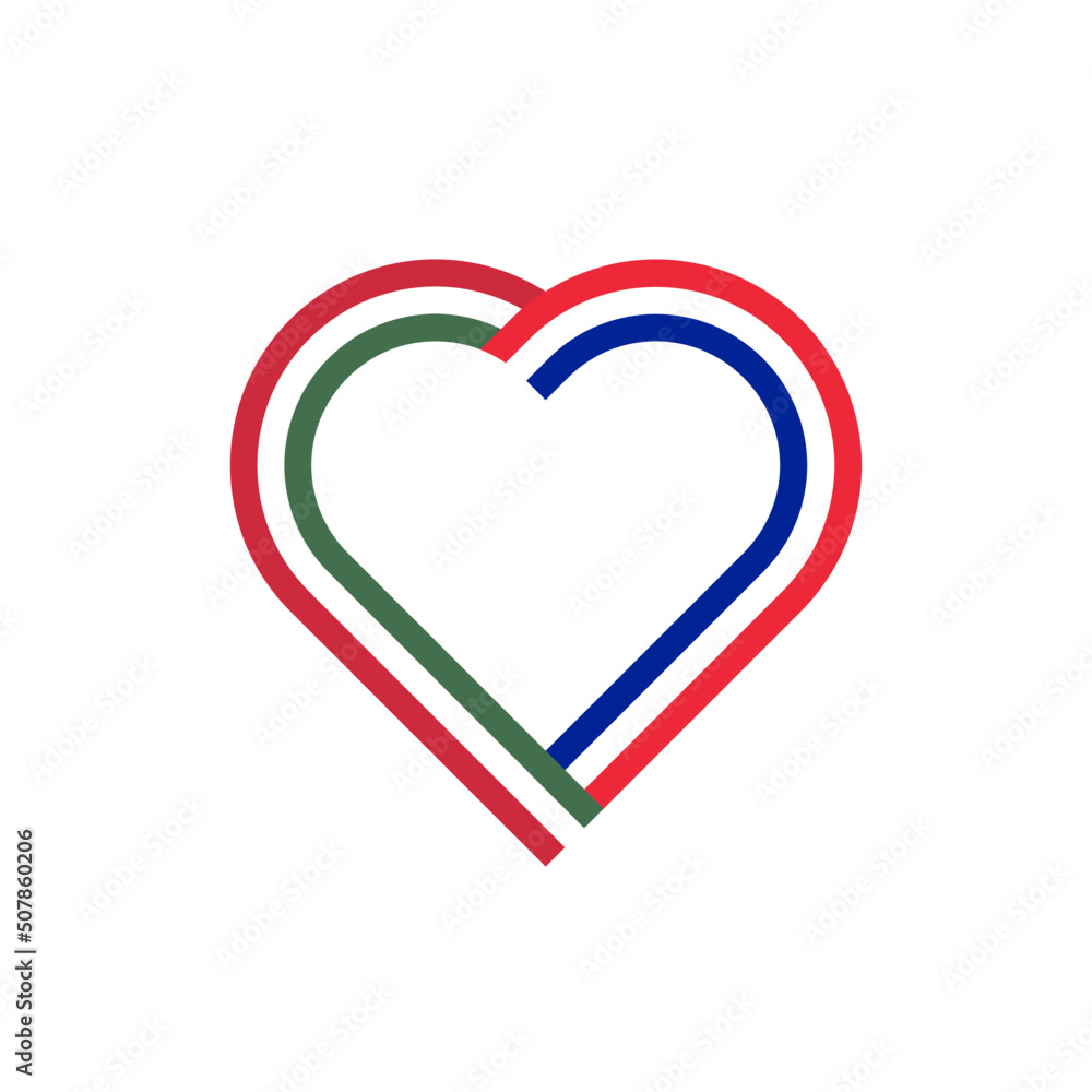 unity concept. heart ribbon icon of hungary and france flags. vector illustration isolated on white background unity concept. heart ribbon icon of hungary and france flags. vector illustration isolated on white background