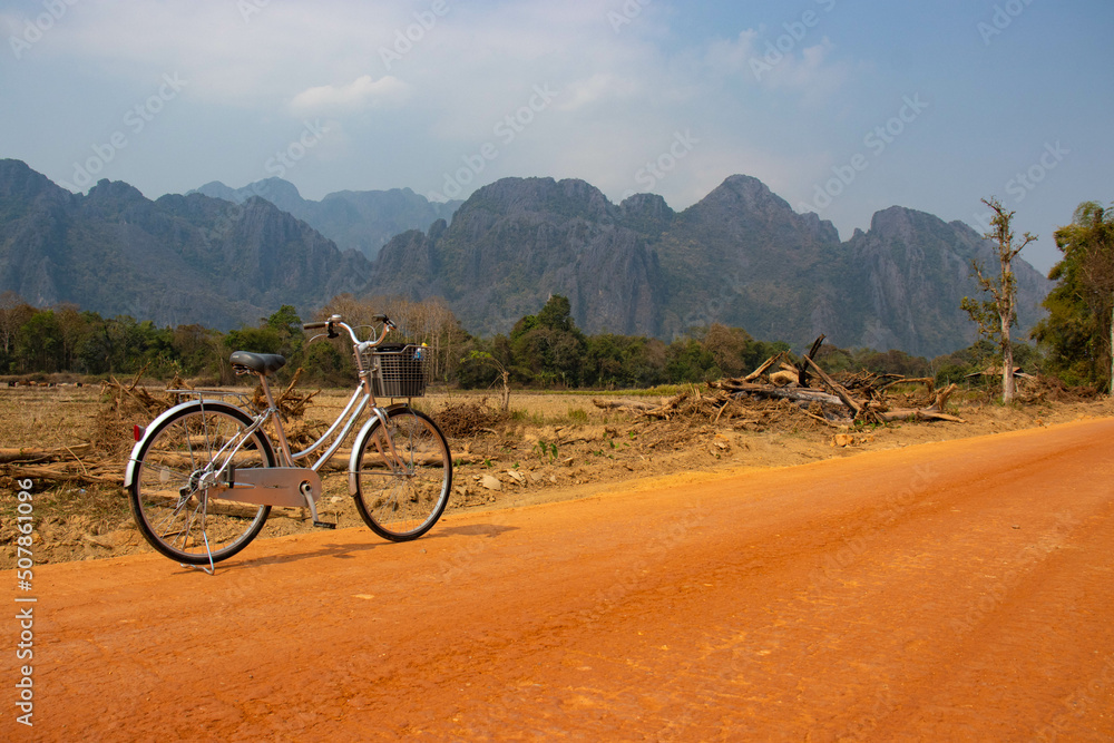 A beautiful panoramic view of Vang Vieng city in Laos. A beautiful panoramic view of Vang Vieng city in Laos.