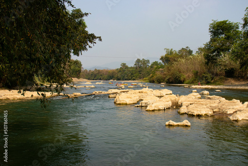 A beautiful panoramic view of Vang Vieng city in Laos.