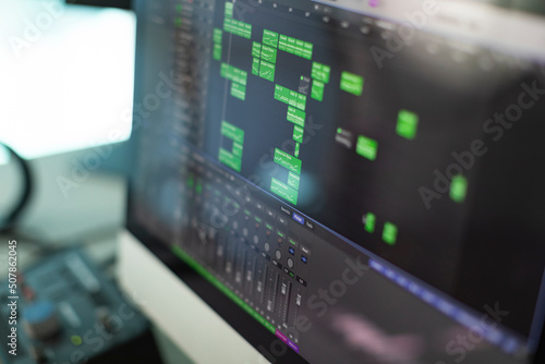 Tableau sur toile Computer screen showing chunks of midi programmed music on a digital audio works