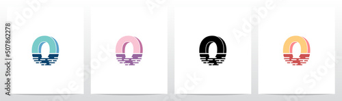 Half Submerged Letter Logo Design O