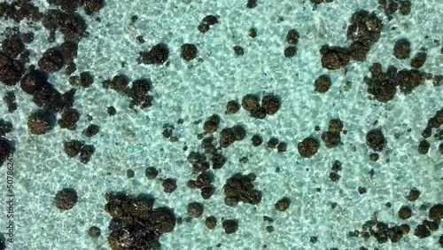 Top view of Clear sea water and black rock for travel of Lipe island