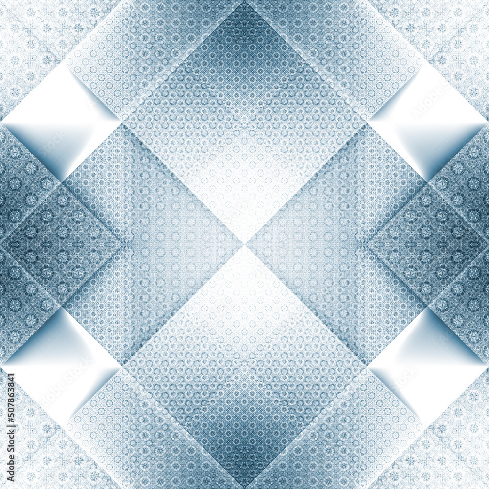 Obraz premium Beautiful white blue abstract background with geometric pattern and 3D effect. Beautiful template for design.