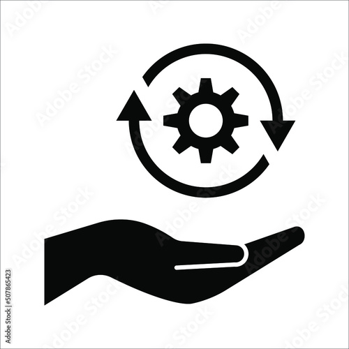 Installation and support icon. Call center, assist, service, contact, phone, computer, info, vector illustration on white background.