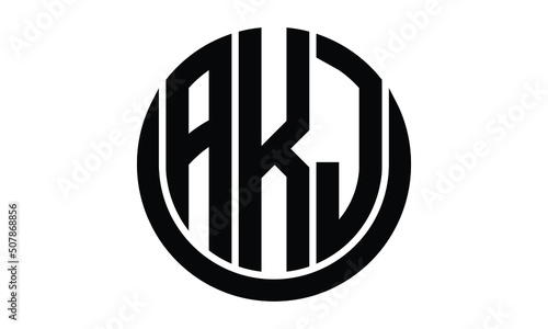Fotografie AKJ shield with round shape logo design vector template | monogram logo | abstract logo | wordmark logo | lettermark logo | business logo | brand logo | flat logo