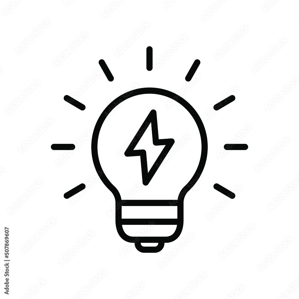 Light bulb with thunder icon, idea symbol. Light bulb with thunder icon, idea symbol.