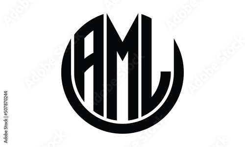 AML shield with round shape logo design vector template | monogram logo | abstract logo | wordmark logo | lettermark logo | business logo | brand logo | flat logo.