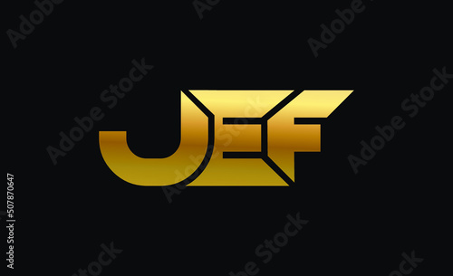 jef j e f alphabet letter logo combination gold creative text dots company vector icon design template