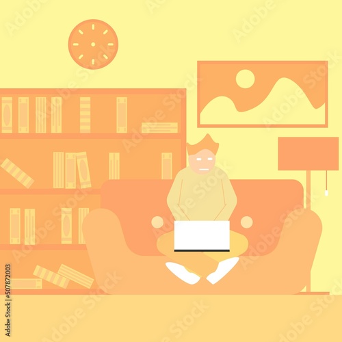 freelancer working at home in home interior