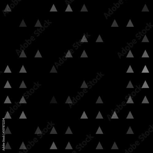 Abstract seamless geometric pattern. Mosaic background of white triangles. Evenly spaced big shapes of different color. Vector illustration on black background