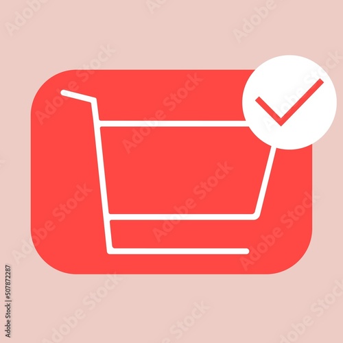 shopping icon in red and white