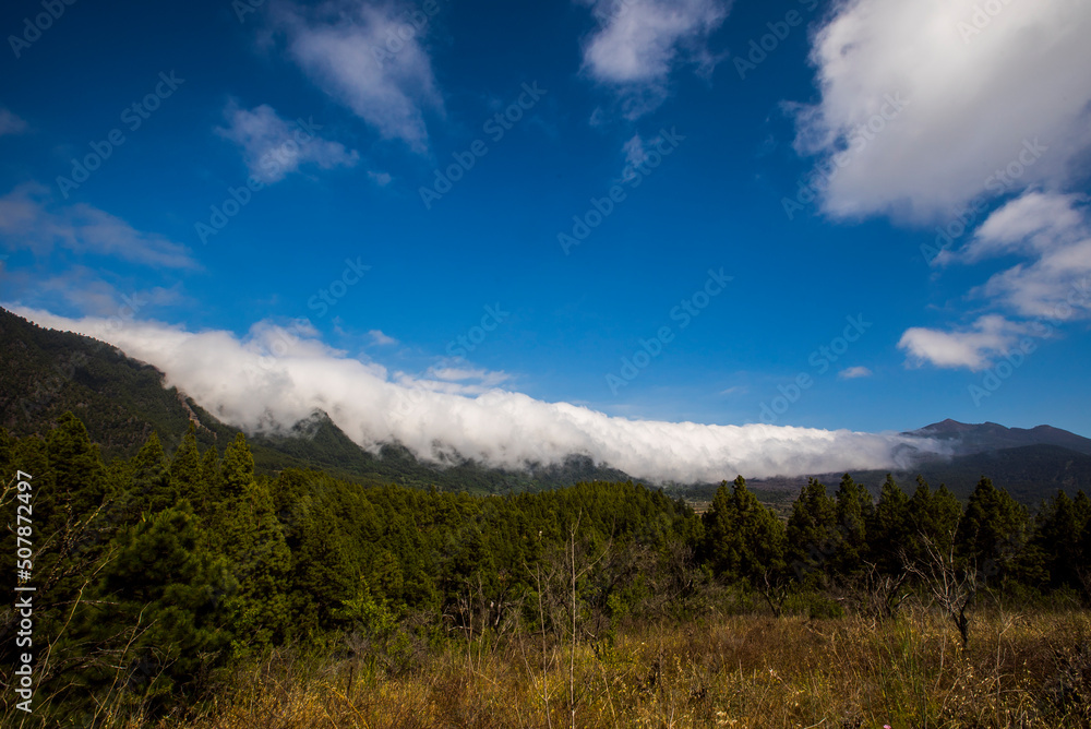 Clouds waterfall in Caldera De Taburiente Nature Park, La Palma Island, Canary Islands, Spain Clouds waterfall in Caldera De Taburiente Nature Park, La Palma Island, Canary Islands, Spain