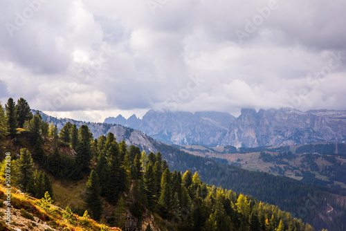 Sunset in Dolomites mountains, Alps, northern Italy