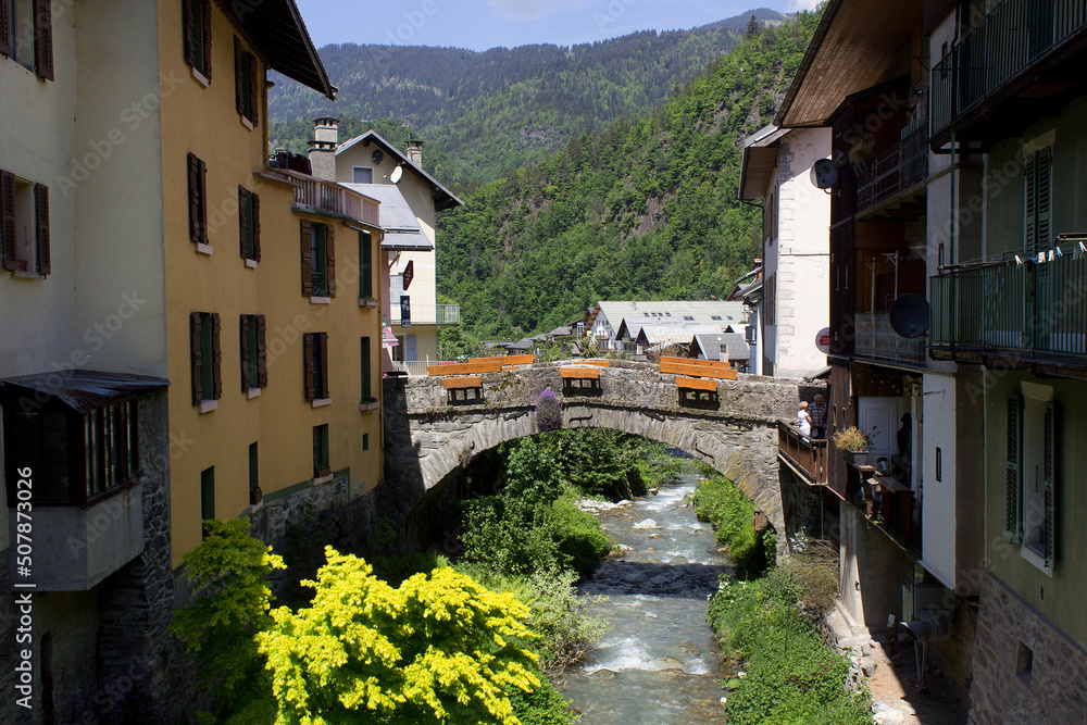 Fototapeta premium Beaufort village historical center view Savoie region France
