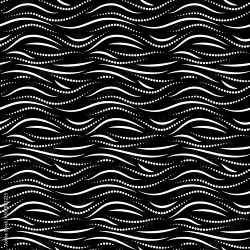 Seamless abstract black and white background. Design for fabric, wrapping paper, clothing, wallpaper, packaging. Vector illustration