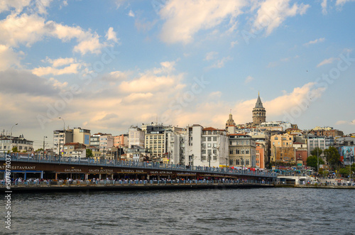 View of the Galata Bridge in Istanbul, Turkey © ellenmck