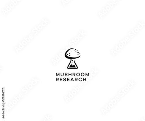 Mushroom Research Lab Flask Logo  Minimalist Science Icon