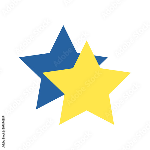Blue and yellow stars semi flat color vector object. Full sized item on white. Review and opinion. Customer rating simple cartoon style illustration for web graphic design and animation