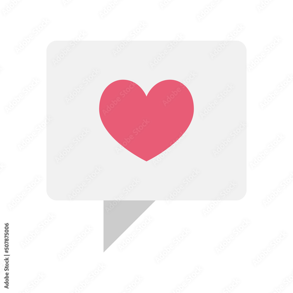 Like social media post semi flat color vector object. Full sized item on white. Enjoy social media content. Heart in speech box simple cartoon style illustration for web graphic design and animation