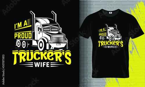 Trucker, Truck Driver T- Shirt Vector Design Template